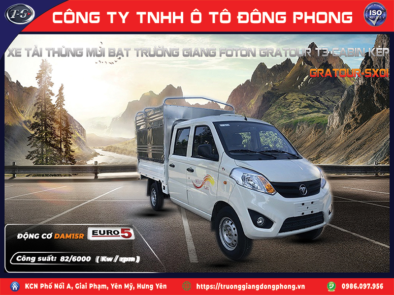 Xe tải thùng mui bạt Trường Giang Foton Gratour T3 Cabin kép